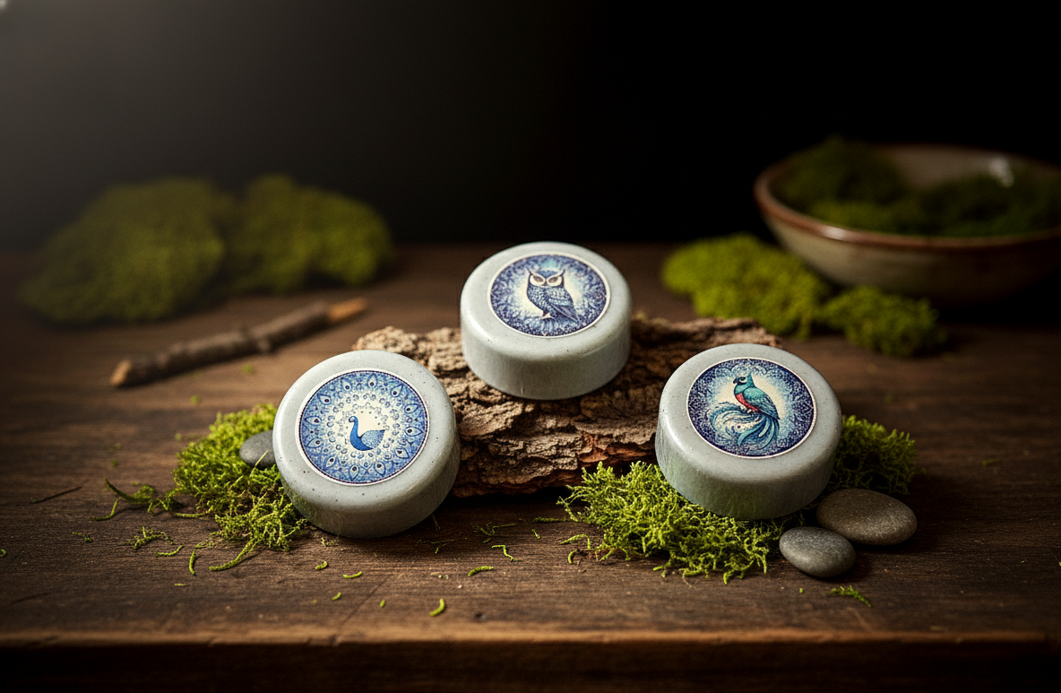 Three Soap Gift Box: Blue Owl, Blue Peacock, Quetzal