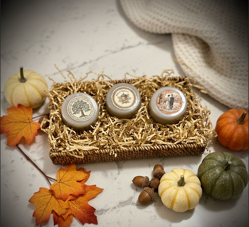 Three Soap Gift Box: Autumn Harvest, Forest Friend, Fall Foliage