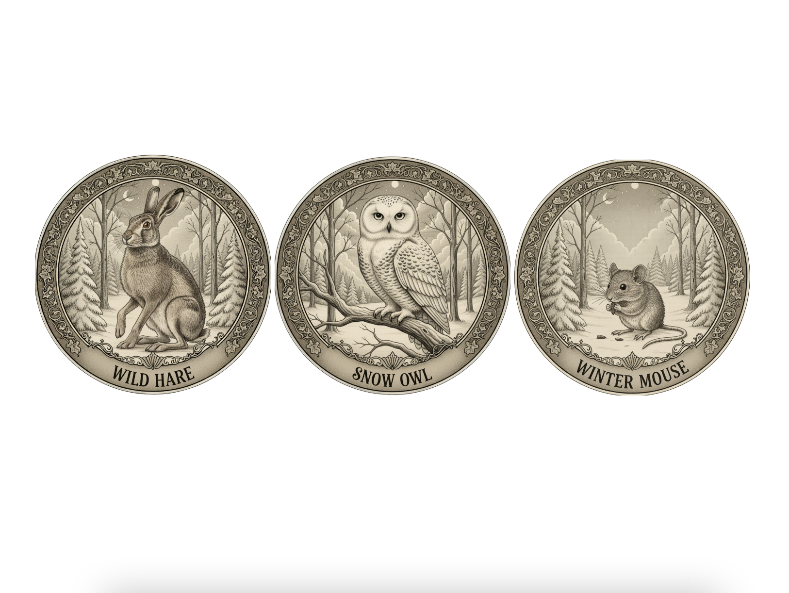 Three Soap Gift Box: Snow Owl, Winter Mouse, Wild Hare