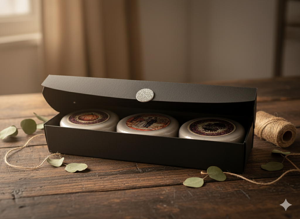 Three Soap Gift Box: Essence Nocturne, Elixir de Rêves, and Essence de Fleurs